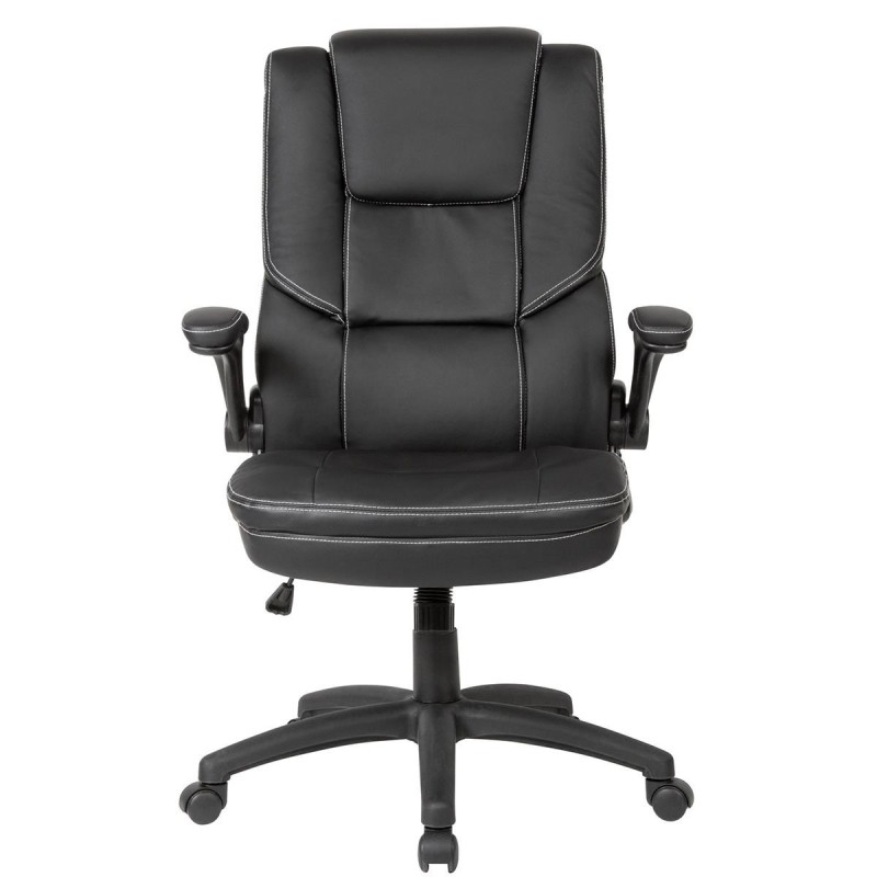 Silla de Oficina VIDA, Brazos Abatibles y Reposacabezas Ajustable, en Piel color Negro