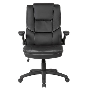 Silla de Oficina VIDA, Brazos Abatibles y Reposacabezas Ajustable, en Piel color Negro