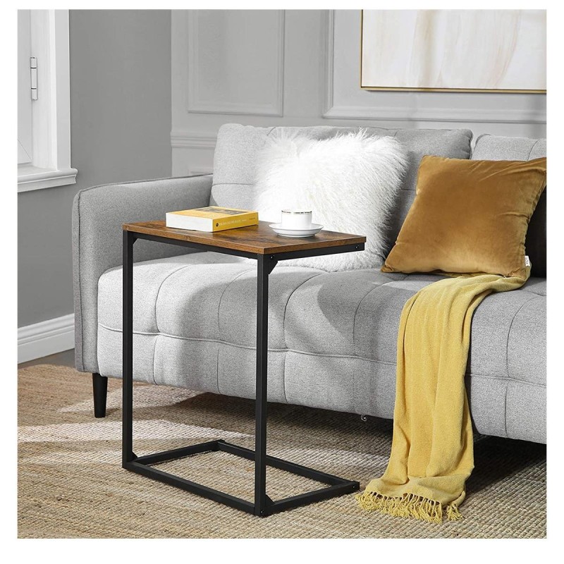 Mesa Auxiliar multifuncional LESTER, color Negro y Marrón Oscuro