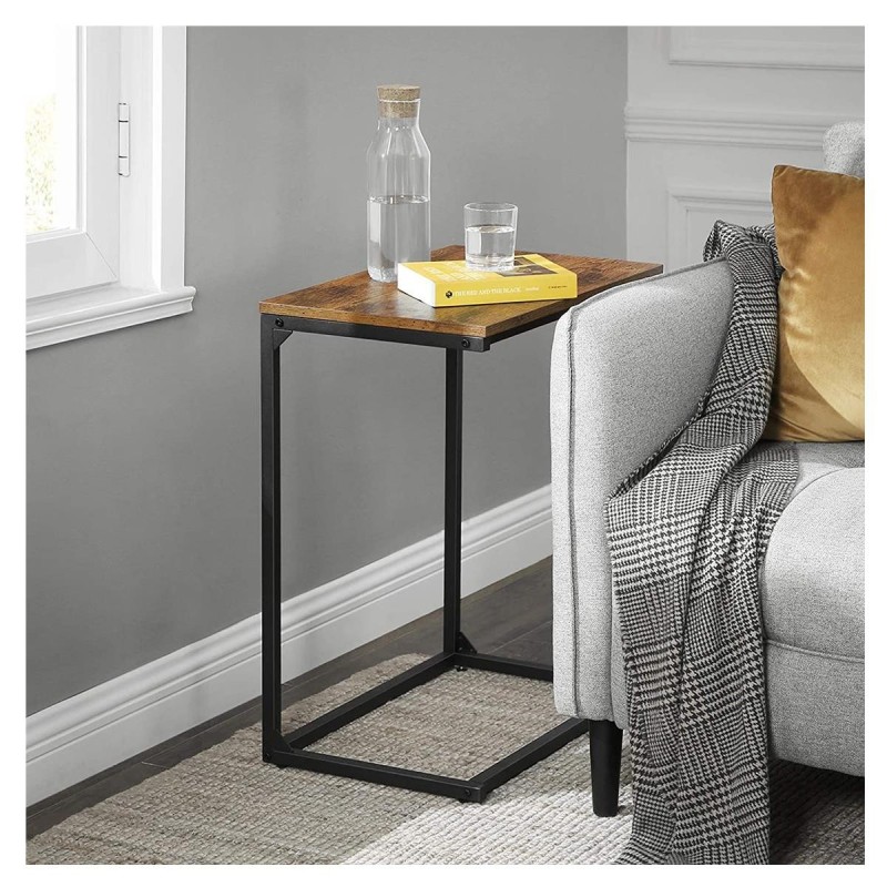 Mesa Auxiliar multifuncional LESTER, color Negro y Marrón Oscuro