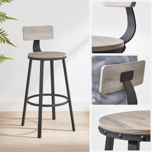 Set de dos taburetes KODI, en metal y madera color Marrón
