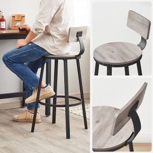 Set de dos taburetes KODI, en metal y madera color Marrón