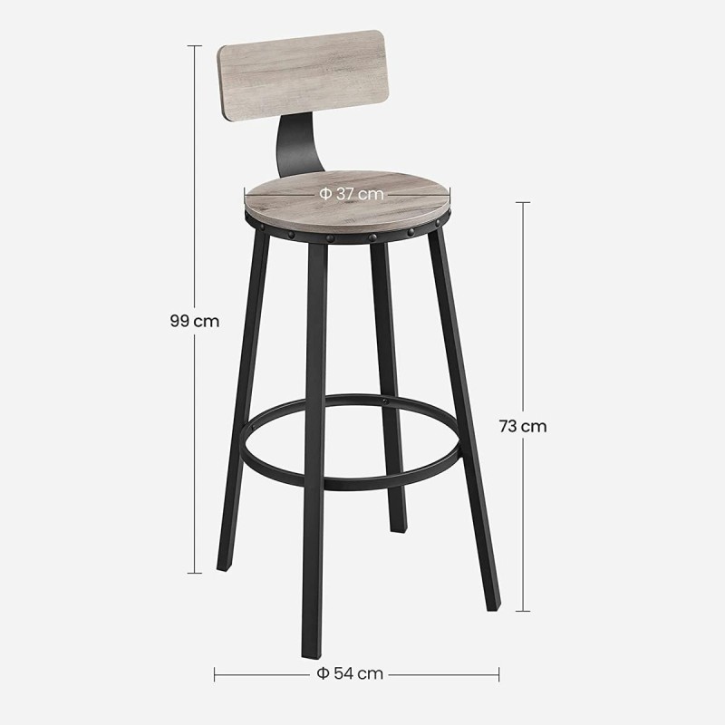 Set de dos taburetes KODI, en metal y madera color Marrón