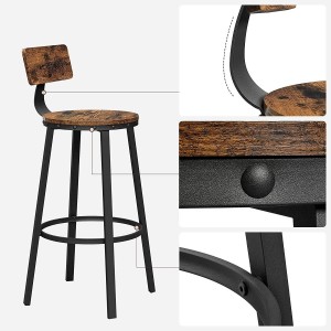 Set de dos taburetes KODI, en metal y madera color Marrón