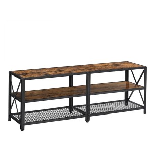 Estantería Baja DIXIE, en Metal y Madera, color Negro y Marrón Oscuro