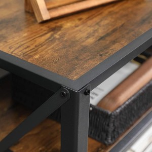 Estantería Baja DIXIE, en Metal y Madera, color Negro y Marrón Oscuro