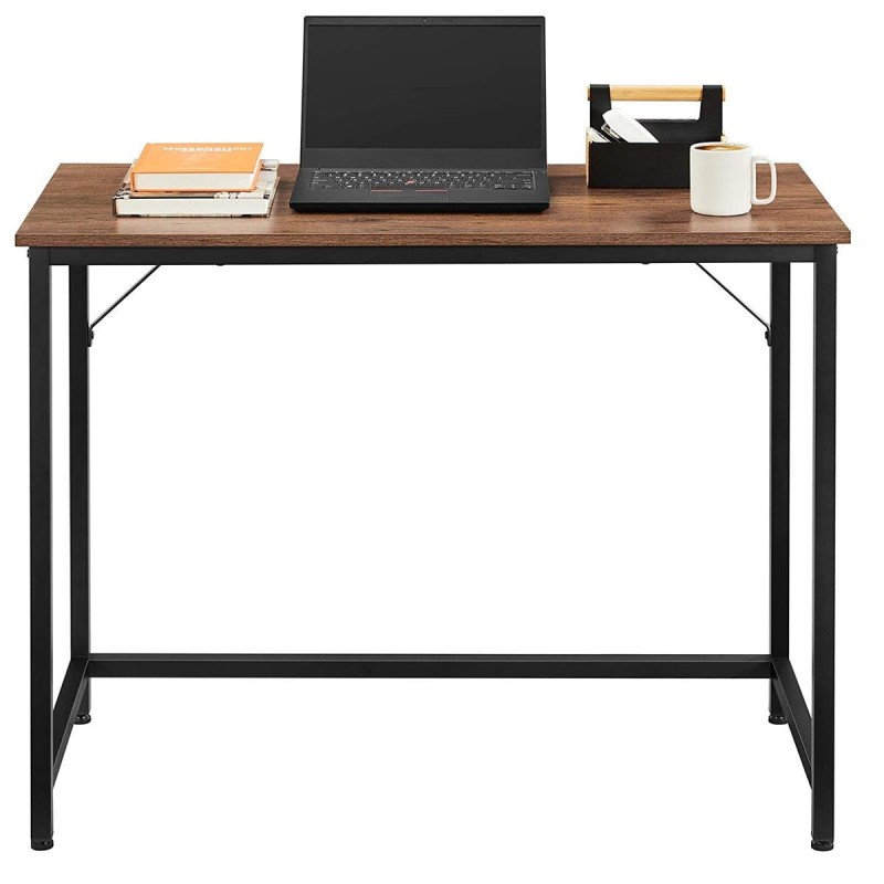 Mesa de Oficina EDENYA,en Metal y Madera, color Negro y Marrón Avellana