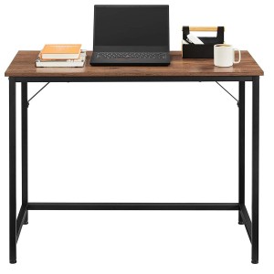 Mesa de Oficina EDENYA,en Metal y Madera, color Negro y Marrón Avellana