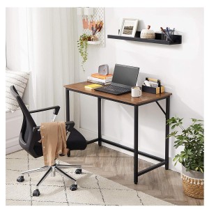 Mesa de Oficina EDENYA,en Metal y Madera, color Negro y Marrón Avellana