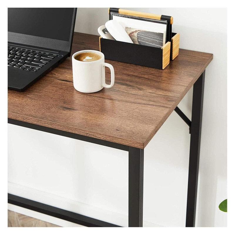 Mesa de Oficina EDENYA,en Metal y Madera, color Negro y Marrón Avellana