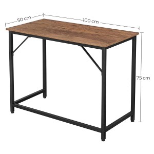 Mesa de Oficina EDENYA,en Metal y Madera, color Negro y Marrón Avellana