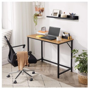 Mesa de Oficina EDENYA,en Metal y Madera, color Negro y Marrón Avellana