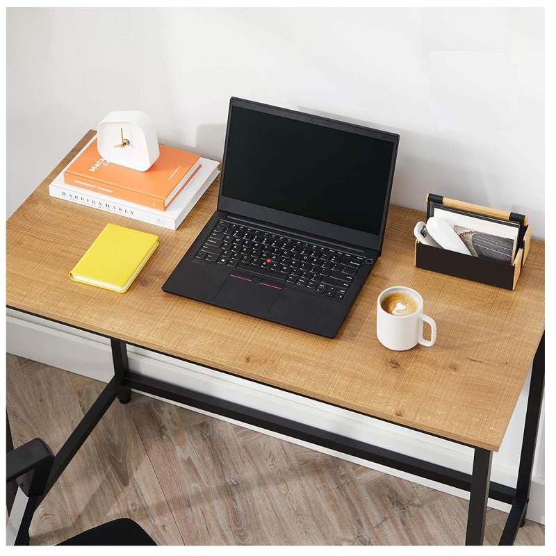 Mesa de Oficina EDENYA,en Metal y Madera, color Negro y Marrón Avellana