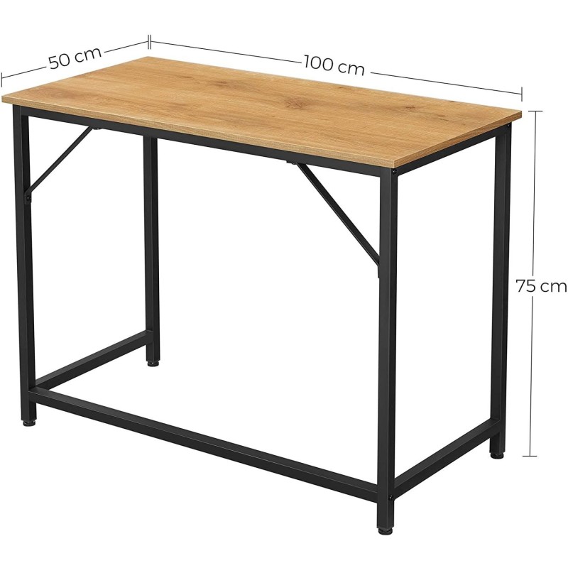 Mesa de Oficina EDENYA,en Metal y Madera, color Negro y Marrón Avellana