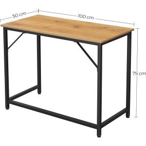 Mesa de Oficina EDENYA,en Metal y Madera, color Negro y Marrón Avellana