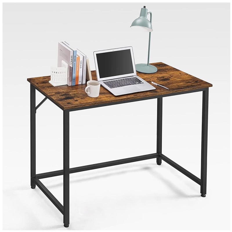 Mesa de Oficina EDENYA,en Metal y Madera, color Negro y Marrón Avellana