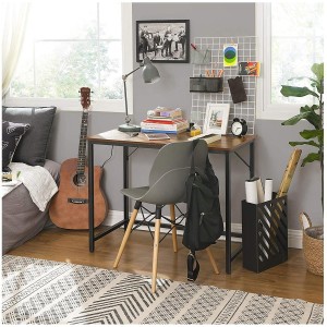 Mesa de Oficina EDENYA,en Metal y Madera, color Negro y Marrón Avellana