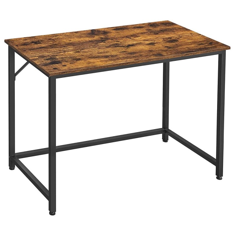 Mesa de Oficina EDENYA,en Metal y Madera, color Negro y Marrón Avellana