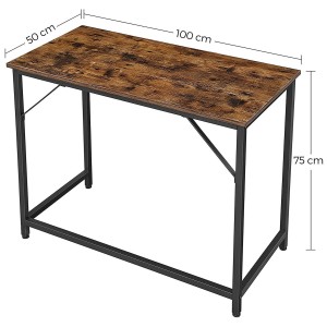 Mesa de Oficina EDENYA,en Metal y Madera, color Negro y Marrón Avellana