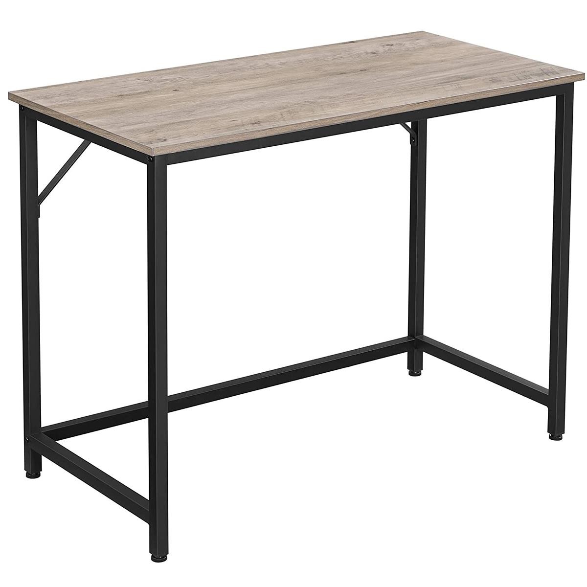 Mesa de Oficina EDENYA, 100x50x75 cm, en Metal y Madera, color Negro y Marrón Avellana