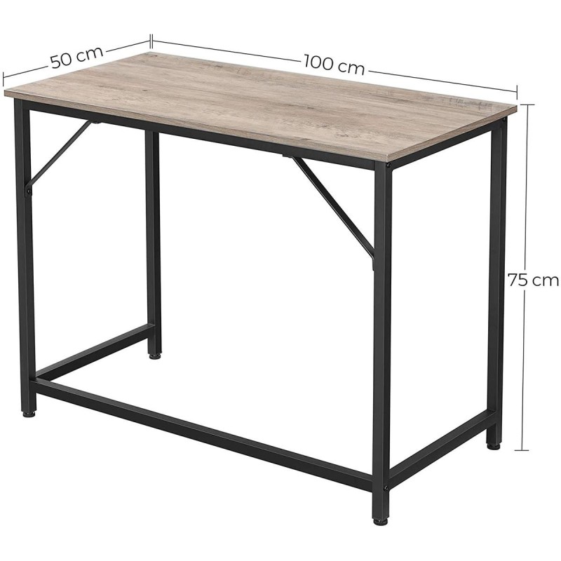 Mesa de Oficina EDENYA,en Metal y Madera, color Negro y Marrón Avellana