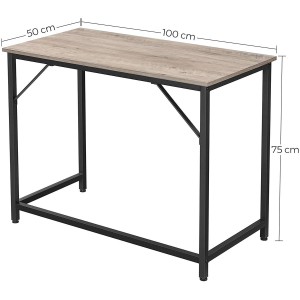 Mesa de Oficina EDENYA,en Metal y Madera, color Negro y Marrón Avellana