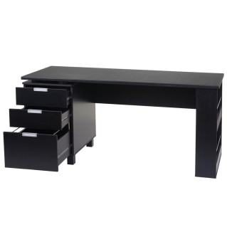 Mesa de Ordenador MUNICH, con Cajones, en Madera color Negro 2