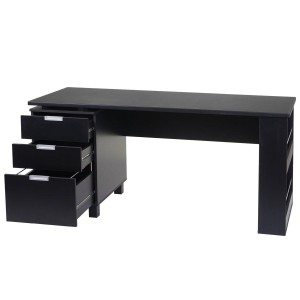 Mesa de Ordenador MUNICH, con Cajones, en Madera color Negro