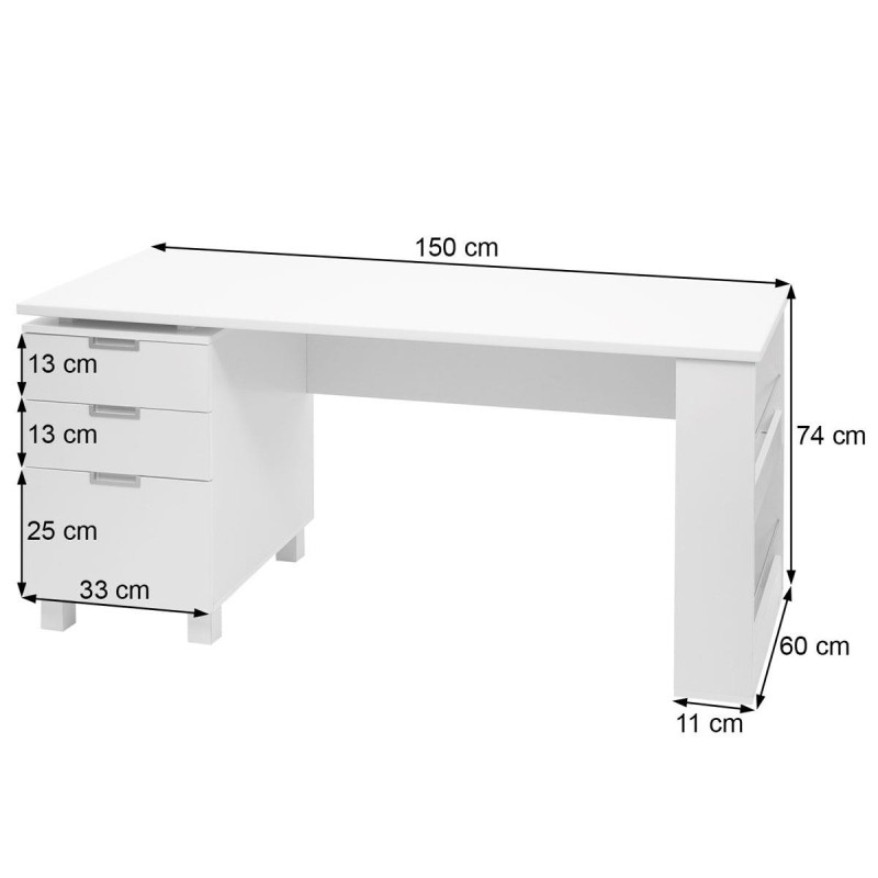Mesa de Ordenador MUNICH, con Cajones, en Madera color Negro