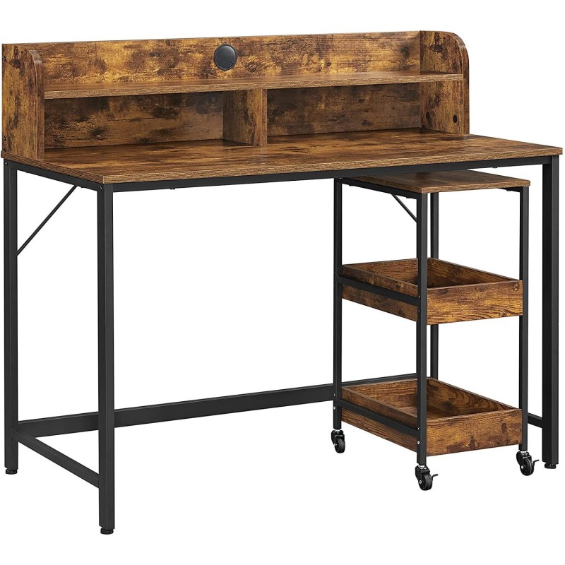 Mesa de Oficina MAREKO, en Metal y Madera, color Marrón Oscuro