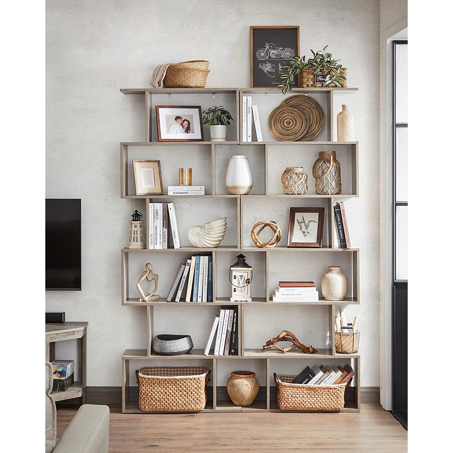 Estantería KISTA, 70x24x190 cm, Diseño Moderno, en Madera color Blanco