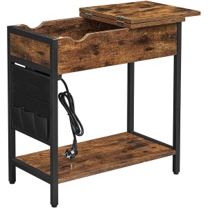 Mesa de oficina FORD, 60x31,5x60 cm, estructura metálica y superficie en madera color marrón oscuro