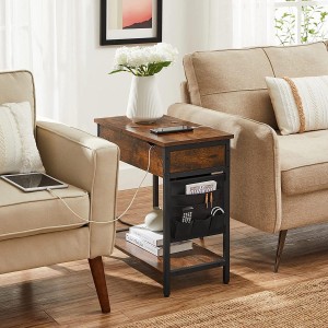 Mesa de oficina FORD, 60x31,5x60 cm, estructura metálica y superficie en madera color marrón oscuro