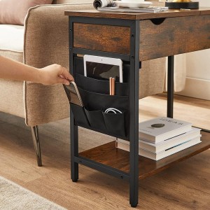 Mesa de oficina FORD, 60x31,5x60 cm, estructura metálica y superficie en madera color marrón oscuro