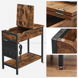 Mesa de oficina FORD, 60x31,5x60 cm, estructura metálica y superficie en madera color marrón oscuro