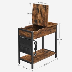 Mesa de oficina FORD, 60x31,5x60 cm, estructura metálica y superficie en madera color marrón oscuro