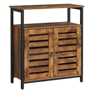 Armario ARYA, en Metal y Madera, color Negro y Marrón Oscuro