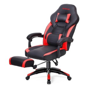 Silla gaming ROGER, reposapiés extensible, con cojines incluidos, en piel color negro