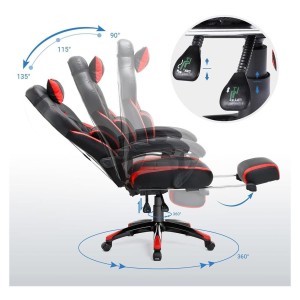 Silla gaming ROGER, reposapiés extensible, con cojines incluidos, en piel color negro