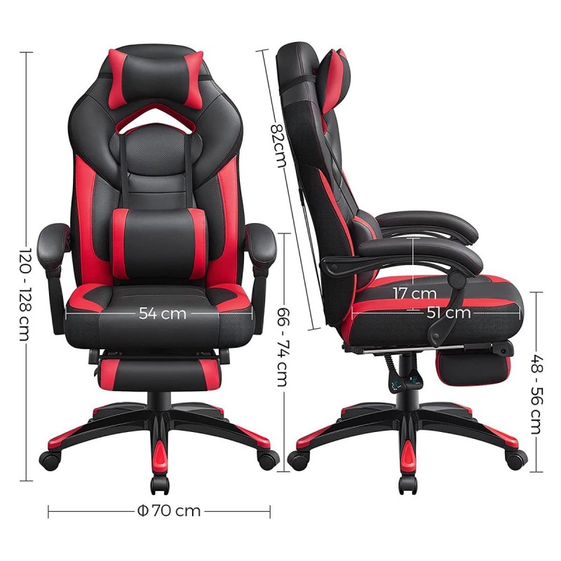 Silla gaming ROGER, reposapiés extensible, con cojines incluidos, en piel color negro