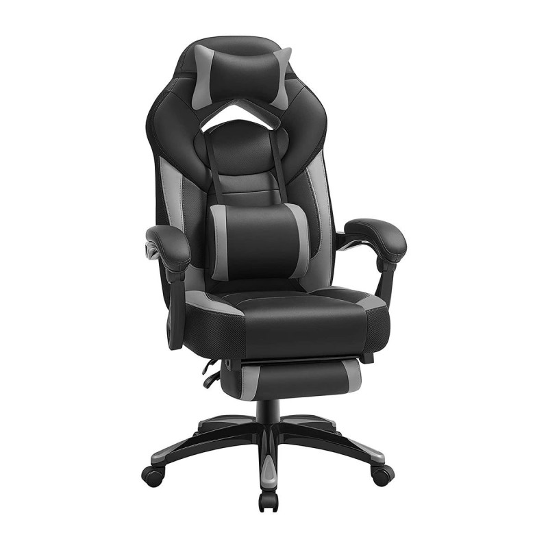 Silla gaming ROGER, reposapiés extensible, con cojines incluidos, en piel color negro