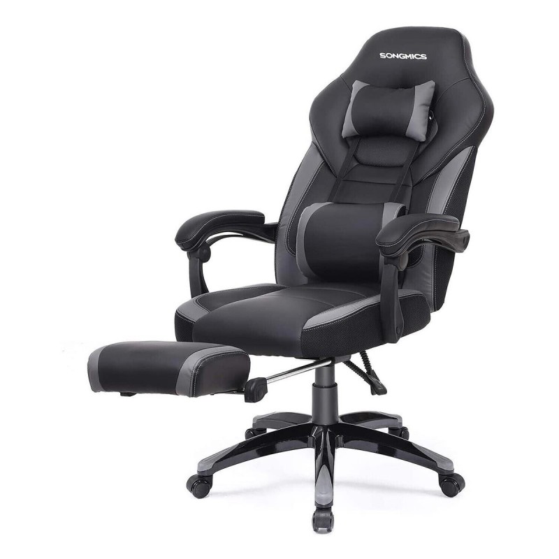 Silla gaming ROGER, reposapiés extensible, con cojines incluidos, en piel color negro