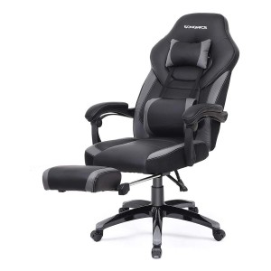 Silla gaming ROGER, reposapiés extensible, con cojines incluidos, en piel color negro