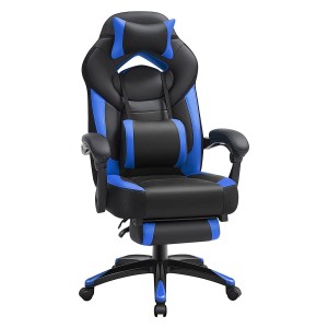 Silla gaming ROGER, reposapiés extensible, con cojines incluidos, en piel color negro