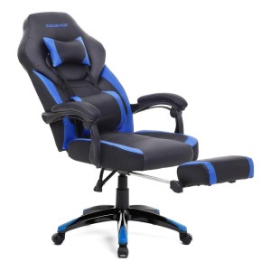 Silla gaming ROGER, reposapiés extensible, con cojines incluidos, en piel color negro