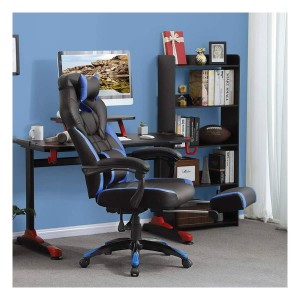 Silla gaming ROGER, reposapiés extensible, con cojines incluidos, en piel color negro
