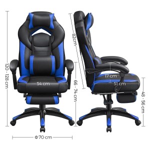 Silla gaming ROGER, reposapiés extensible, con cojines incluidos, en piel color negro