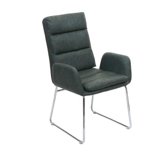 Silla de Confidente DAYTONA, Patas Metálicas, en Piel Verde