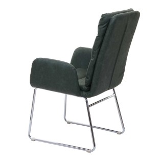 Silla de Confidente DAYTONA, Patas Metálicas, en Piel Verde 2