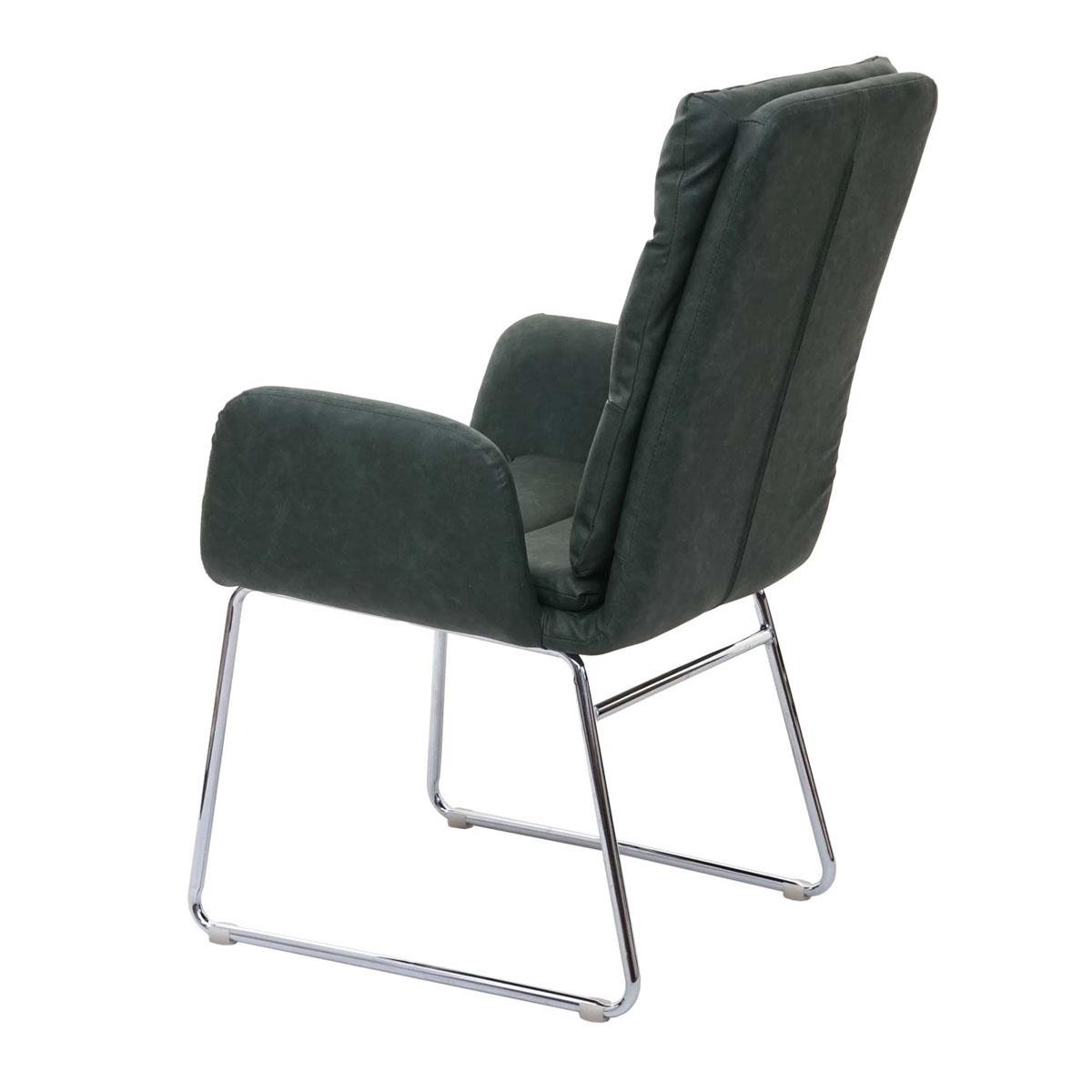 Silla de Confidente DAYTONA, Patas Metalizadas, en Piel color Verde
